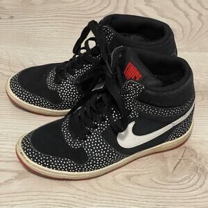 Nike Dunk Sky High Wedge Sneakers polka dot black & red Shoes